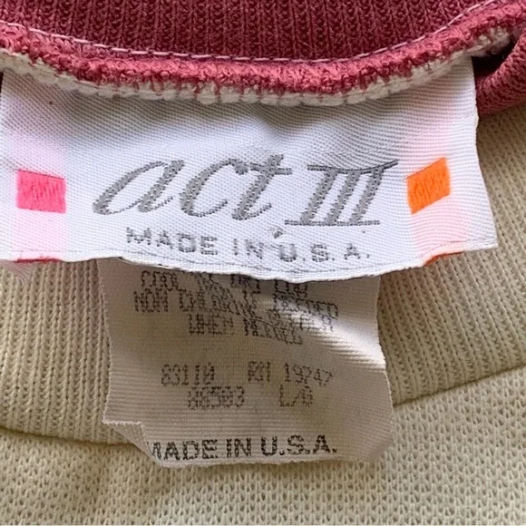 Vintage Floral Crewneck Sweatshirt Adult Large 90s Sweater Act 3 Tag Made USA - Picture 6 of 7